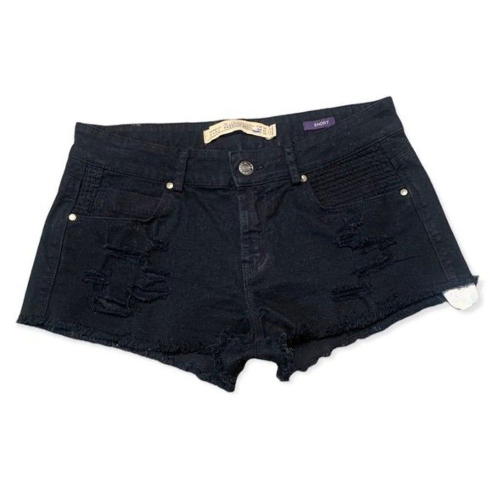Zara Distressed 9” Women’s Black Jeans Shorts Size 6